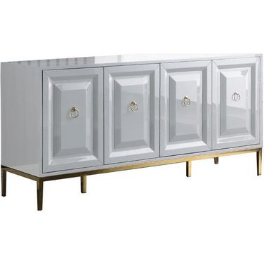 Sujay 65 Inch Modern Wood Sideboard With Gold Accents In White