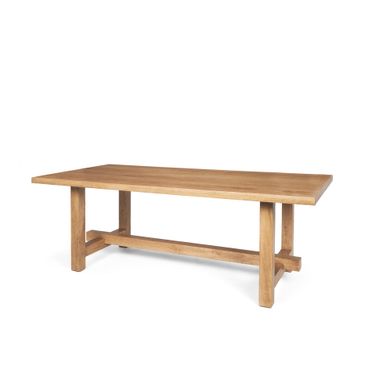 Suke Wood Trestle Rectangular Dining Table In Natural