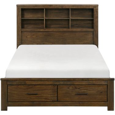 Sullivan California King Platform Bed with Footboard Storage In Brown