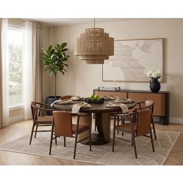 Sultana 59 Inch Dining Room Set In Dark Brown and Brushed Brass