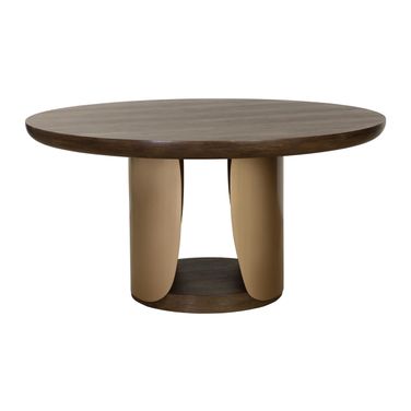 Sultana 59 Inch Sultana Dining Table In Dark Brown and Brushed Brass