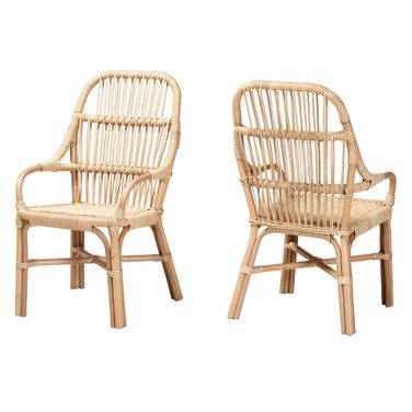 Sumatera Rattan Dining Chair Set of 2 In Natural Brown