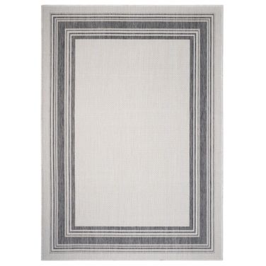 Summara Jupra Framing Striped Bordered Indoor Outdoor Rug In White