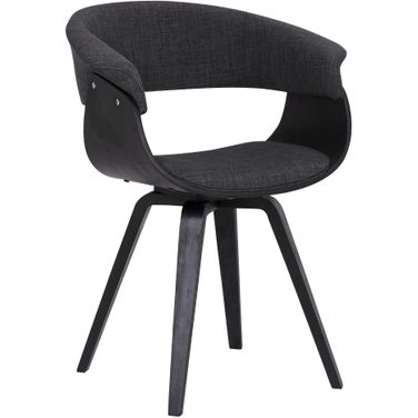 Summer Contemporary Dining Chair In Black Brush Wood Finish and Charcoal Fabric