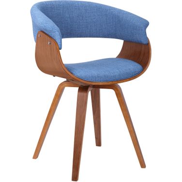 Summer Mid-Century Chair In Blue Fabric with Walnut Wood Finish
