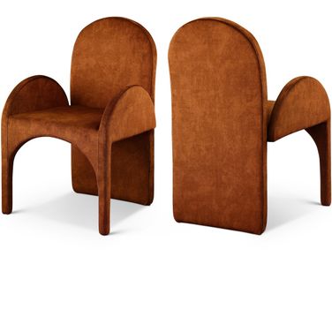 Summer Velvet Dining Arm Chair Set of 2 In Cognac
