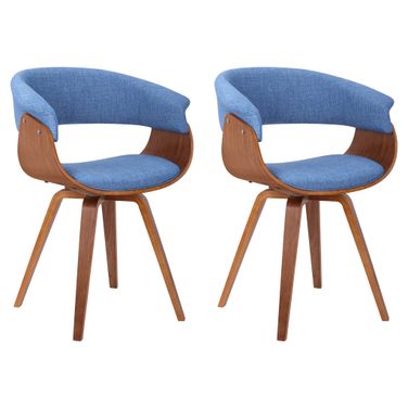 Summer Dining Chair Set of 2 In Blue and Walnut