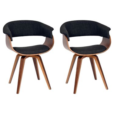 Summer Dining Chair Set of 2 In Charcoal and Walnut