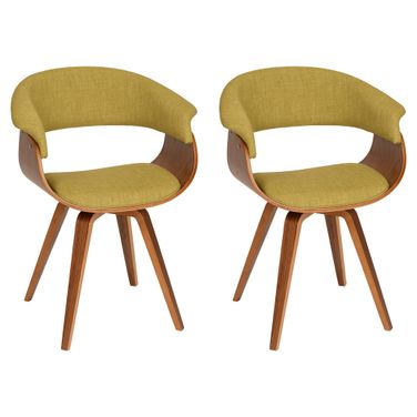 Summer Dining Chair Set of 2 In Green and Walnut