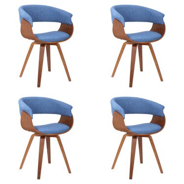 Summer Dining Chair Set of 4 In Blue and Walnut