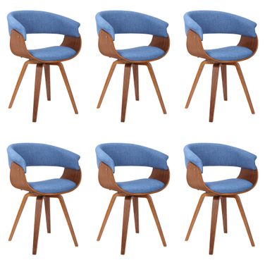 Summer Dining Chair Set of 6 In Blue and Walnut
