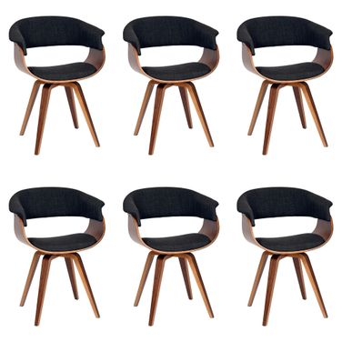 Summer Dining Chair Set of 6 In Charcoal and Walnut