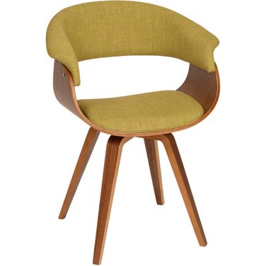 Summer Modern Chair In Green Fabric and Walnut Wood