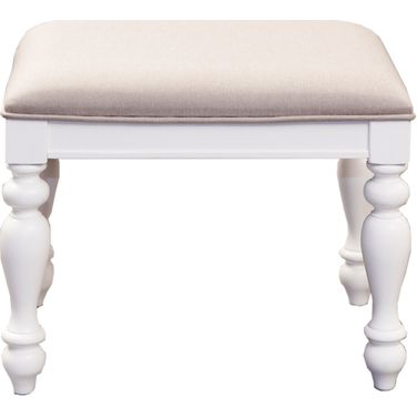 Summer House Vanity Stool In Oyster White and Navy