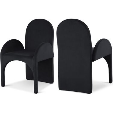Summer Velvet Dining Arm Chair Set of 2 In Black