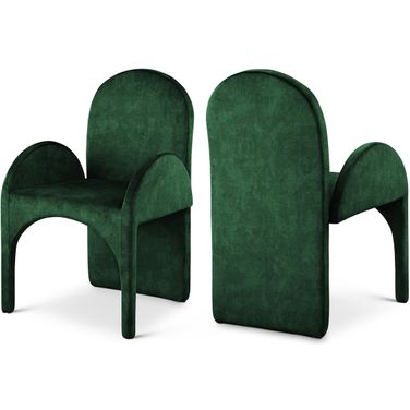 Summer Velvet Dining Arm Chair Set of 2 In Green
