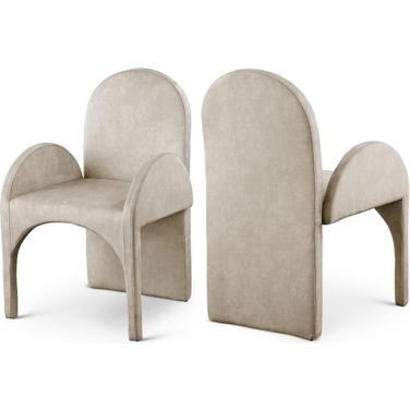Summer Velvet Dining Arm Chair Set of 2 In Stone
