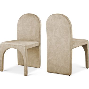 Summer Velvet Dining Side Chair Set of 2 In Beige