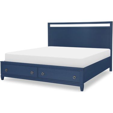 Summerland Inkwell Blue Finish California King Panel Bed With Storage