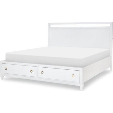 Summerland Pure White California King Panel Bed With Storage