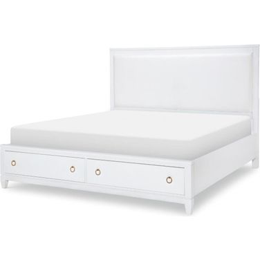 Summerland Pure White California King Upholstered Bed With Storage
