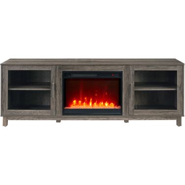 Summit 70 Inch TV Stand Console with Fireplace and Heater In Gray Walnut