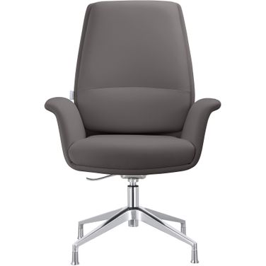 Summit Office Chair In Faux Leather and Aluminum Frame with Adjustable Height and Swivel In Grey