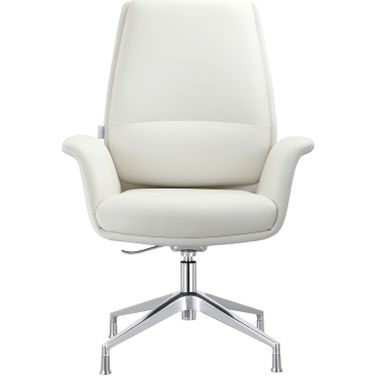 Summit Office Chair In Faux Leather and Aluminum Frame with Adjustable Height and Swivel In White