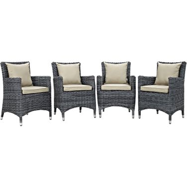 Summon Antique Canvas Beige 4 Piece Outdoor Patio Sunbrella Dining Set