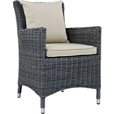 Summon Antique Canvas Beige Dining Outdoor Patio Sunbrella Arm Chair