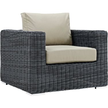 Summon Canvas Antique Beige Outdoor Patio Fabric Sunbrella Arm Chair