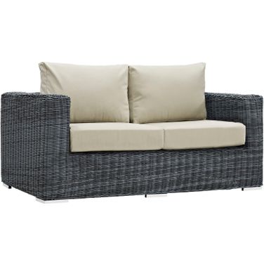 Summon Canvas Antique Beige Outdoor Patio Sunbrella Loveseat