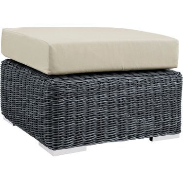 Summon Canvas Antique Beige Outdoor Patio Sunbrella Ottoman