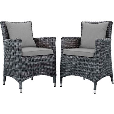 Summon Canvas Gray 2 Piece Outdoor Patio Sunbrella Dining Set