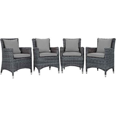 Summon Canvas Gray 4 Piece Outdoor Patio Sunbrella Dining Set