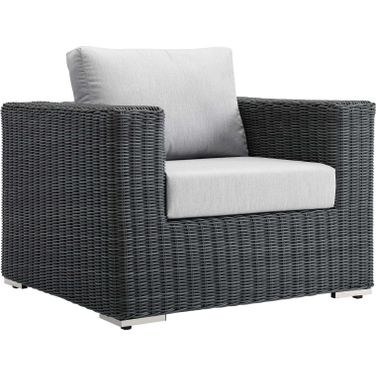 Summon Canvas Gray Outdoor Patio Fabric Sunbrella Arm Chair