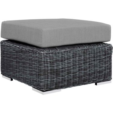Summon Canvas Gray Outdoor Patio Sunbrella Ottoman