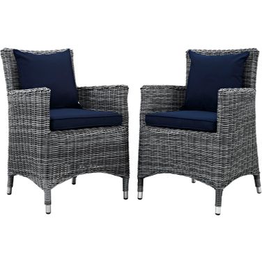 Summon Canvas Navy 2 Piece Outdoor Patio Sunbrella Dining Set