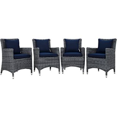 Summon Canvas Navy 4 Piece Outdoor Patio Sunbrella Dining Set
