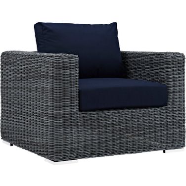 Summon Canvas Navy Outdoor Patio Fabric Sunbrella Arm Chair