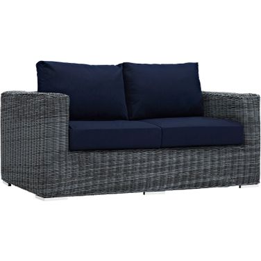 Summon Canvas Navy Outdoor Patio Sunbrella Loveseat