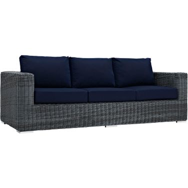 Summon Canvas Navy Outdoor Patio Sunbrella Sofa
