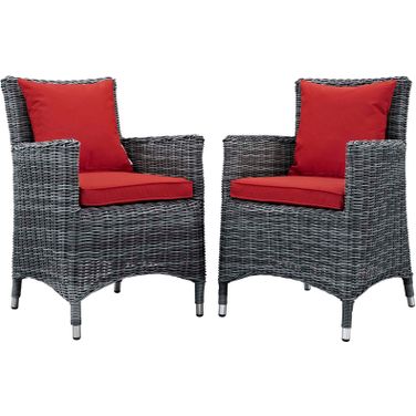 Summon Canvas Red 2 Piece Outdoor Patio Sunbrella Dining Set