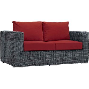 Summon Canvas Red Outdoor Patio Sunbrella Loveseat