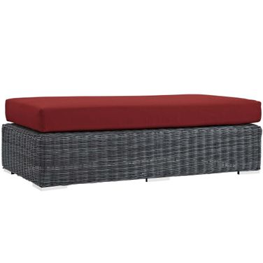 Summon Outdoor Patio Sunbrella Rectangle Ottoman In Canvas Red