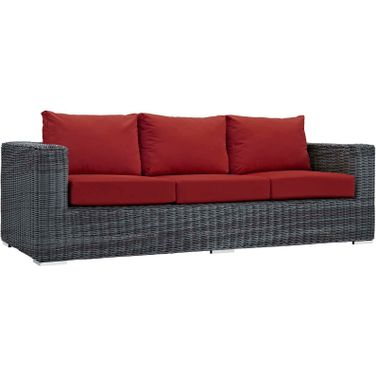 Summon Canvas Red Outdoor Patio Sunbrella Sofa