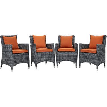Summon Canvas Tuscan 4 Piece Outdoor Patio Sunbrella Dining Set