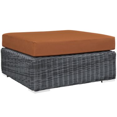 Summon Outdoor Patio Sunbrella Square Ottoman In Canvas Tuscan