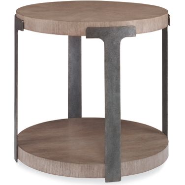 Sunburst Chairside Table In Timber Grey