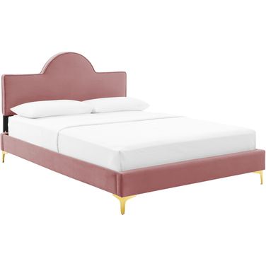 Sunny Performance Velvet Twin Bed In Dusty Rose